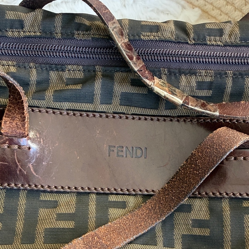MINOR REHAB - Fendi Zucca Black and Brown Duffel Bag. Vintage - Picture 3 of 10